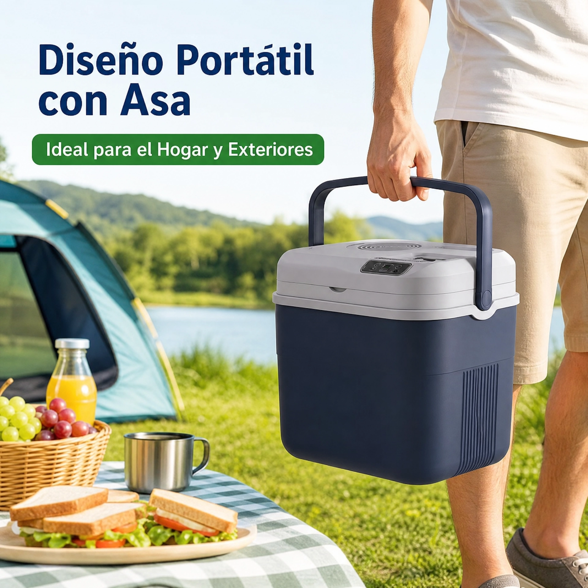 Máquina de Hielo Portátil con Cajón de Almacenamiento y Asa